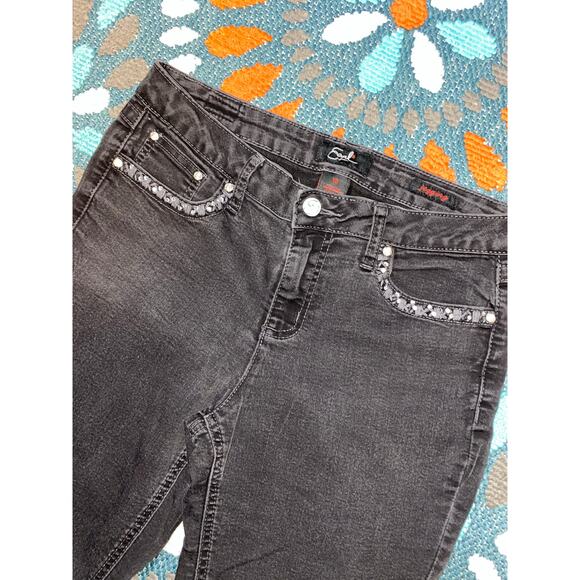 Earl Jeans Black Wash Embellished Rhinestones size 10 GUC Jeggings - Picture 6 of 12